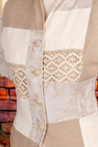 Leinenmix Bluse beige Patchwork