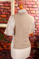 Leinenmix Bluse beige Patchwork