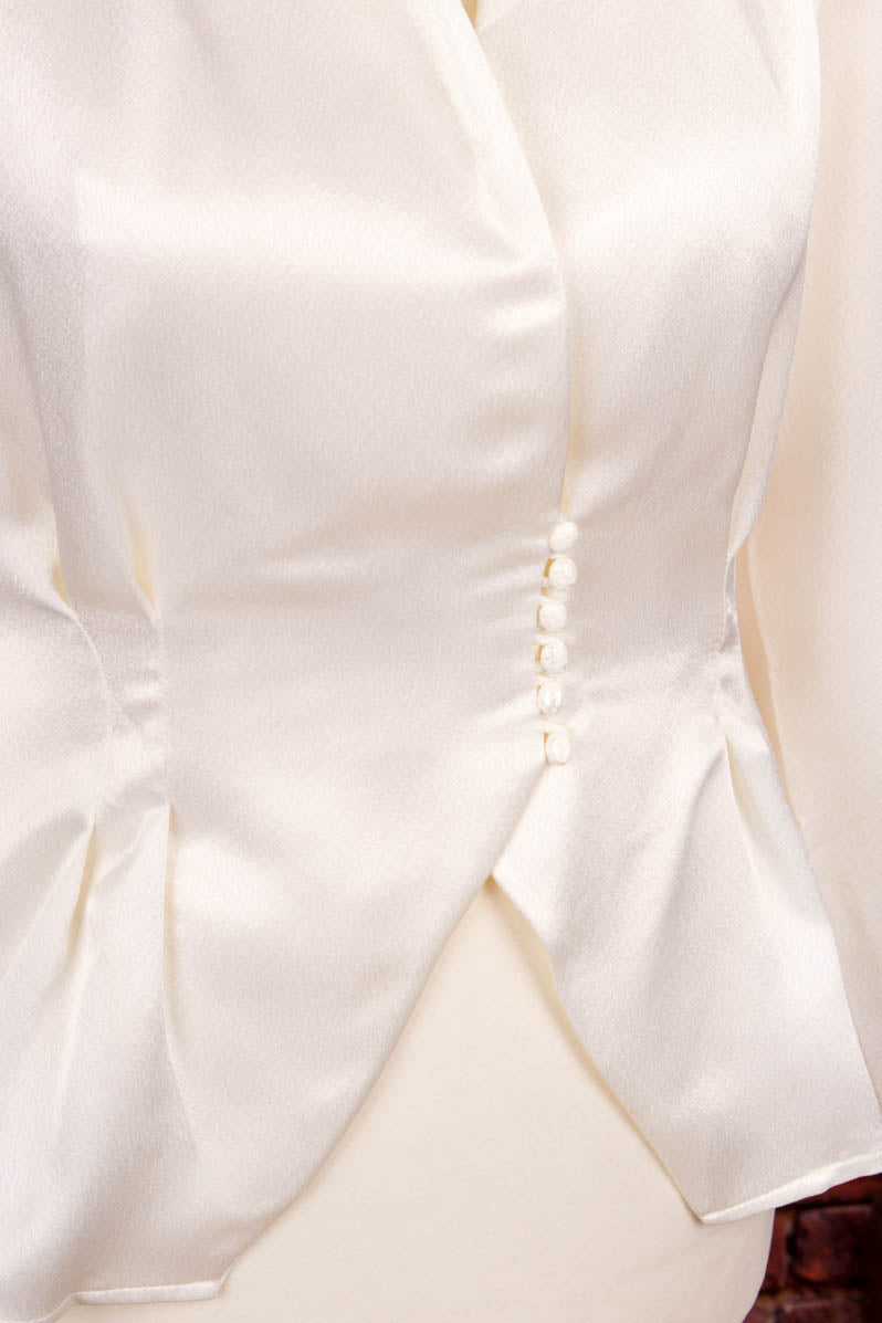 70s Satin Bluse tailliert