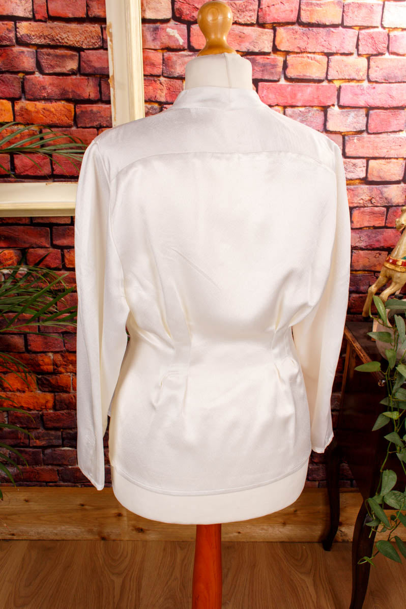 70s Satin Bluse tailliert