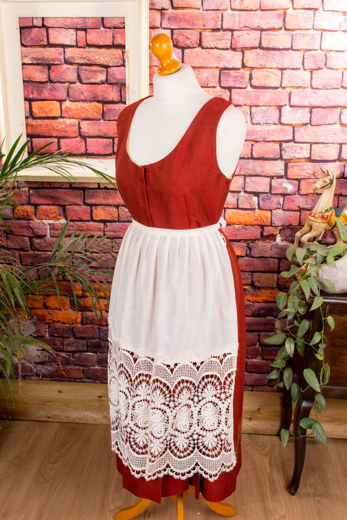 Vintage Dirndl rostrot Wolle + Schürze Default Title 50er 60er braun Dirndl Frau M 40-42 rot Special vintageberlin.de