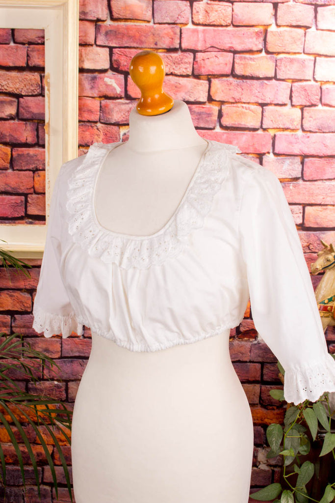 Dirndlbluse weiß Spitze Default Title 70er Dirndl Frau M 40-42 weiß vintageberlin.de