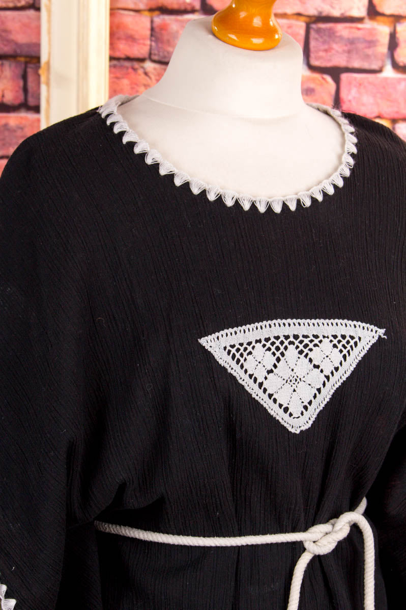 Hippie Boho Top schwarz weiß