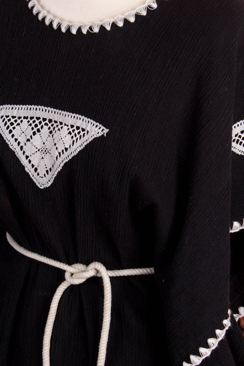 Hippie Boho Top schwarz weiß