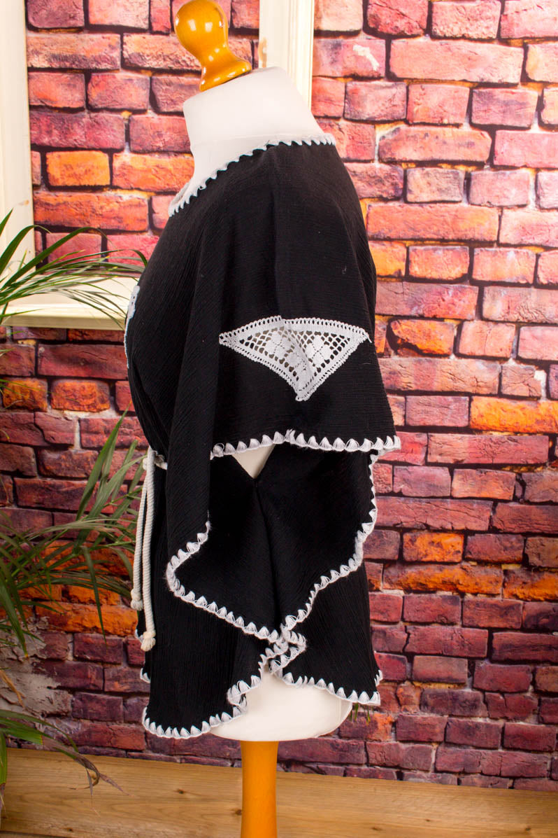 Hippie Boho Top schwarz weiß