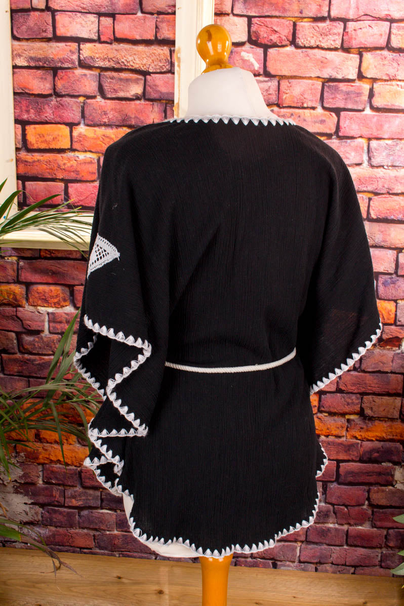Hippie Boho Top schwarz weiß