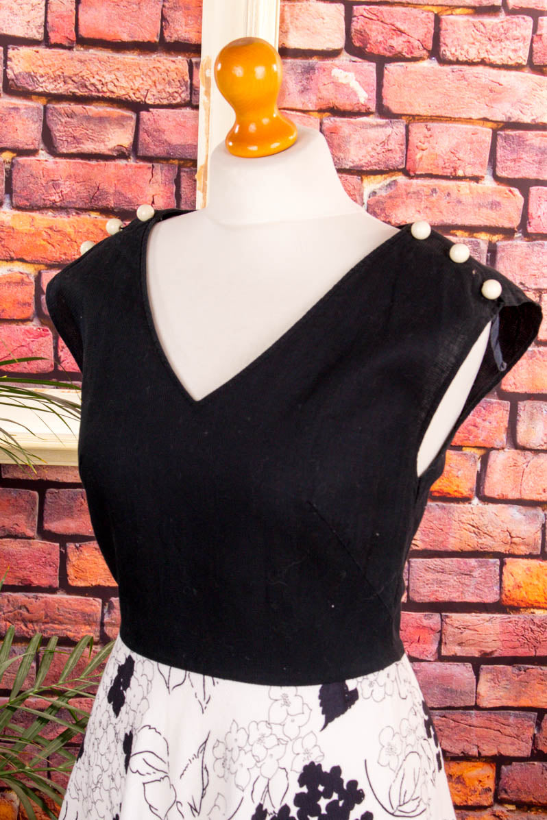 70s Maxikleid schwarz-weiß