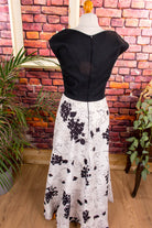 70s Maxikleid schwarz-weiß