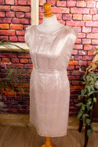 50s Etui Brokatkleid silber-rosé