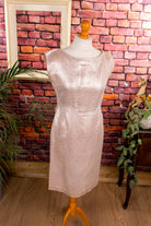 50s Etui Brokatkleid silber-rosé