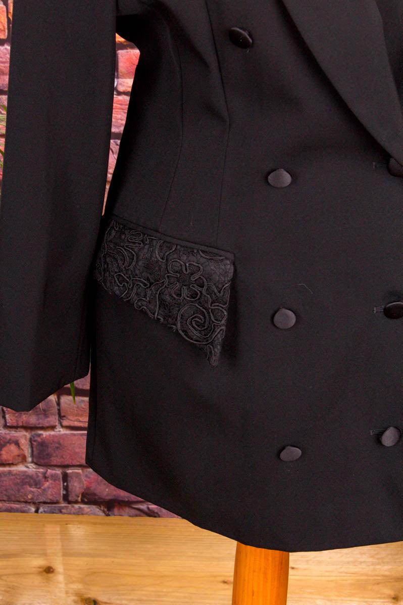 Wolle Gehrock schwarz Gothic