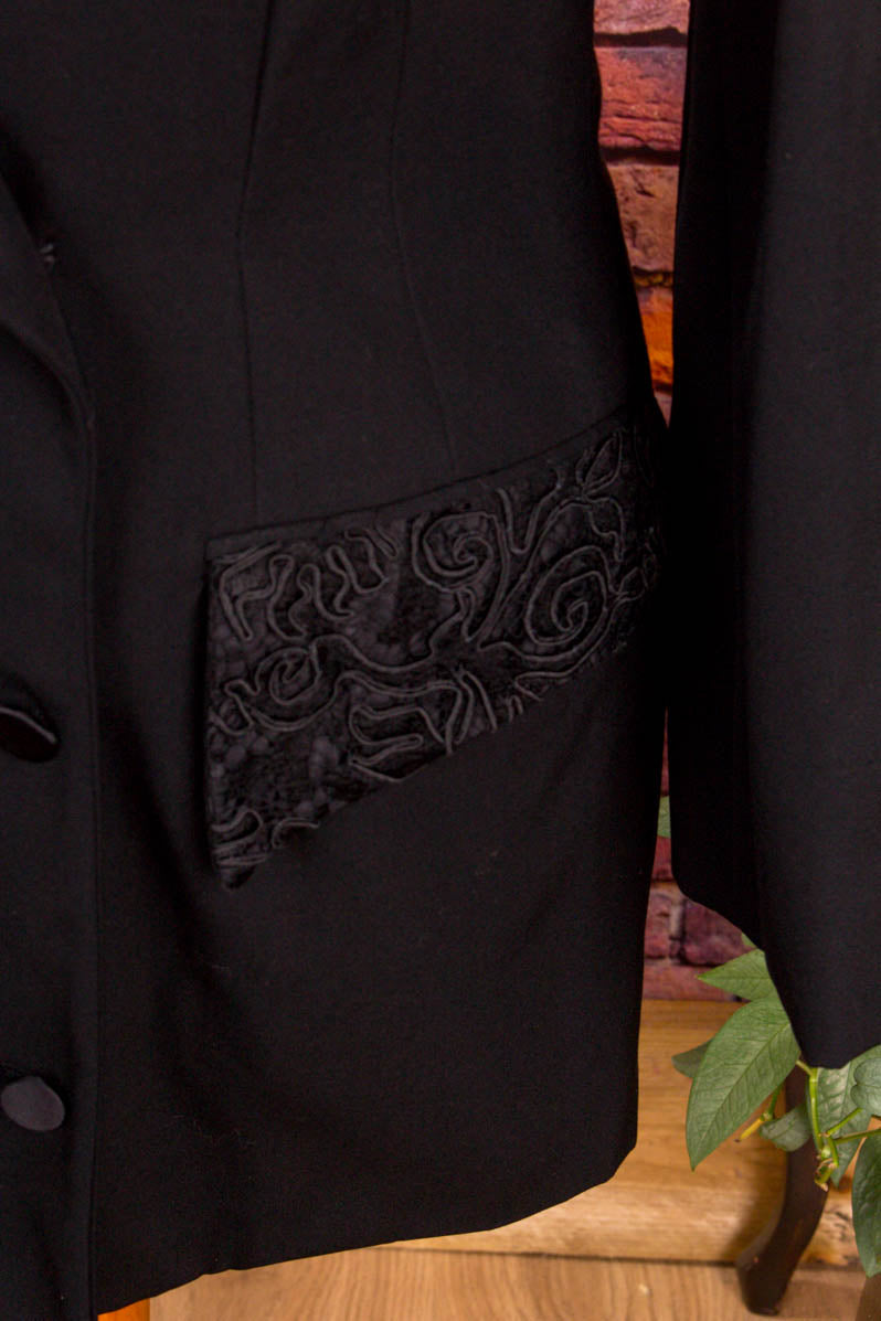 Wolle Gehrock schwarz Gothic