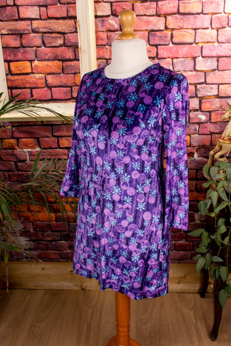 70s Disco Minikleid lila samt