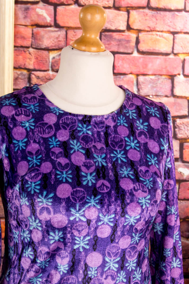 70s Disco Minikleid lila samt