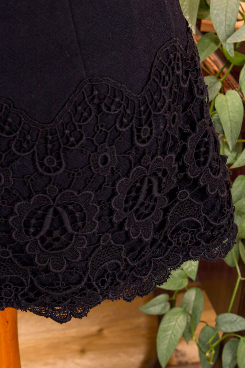 60s Tunika Langtop schwarz Wolle