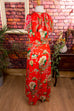Boho Hauskleid rot Muster 70er Boho bunt Frau Hippie M 40-42 real-boho Rockabilly rot S 36-38 Schlager Special vintageberlin.de