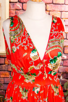 Boho Hauskleid rot Muster
