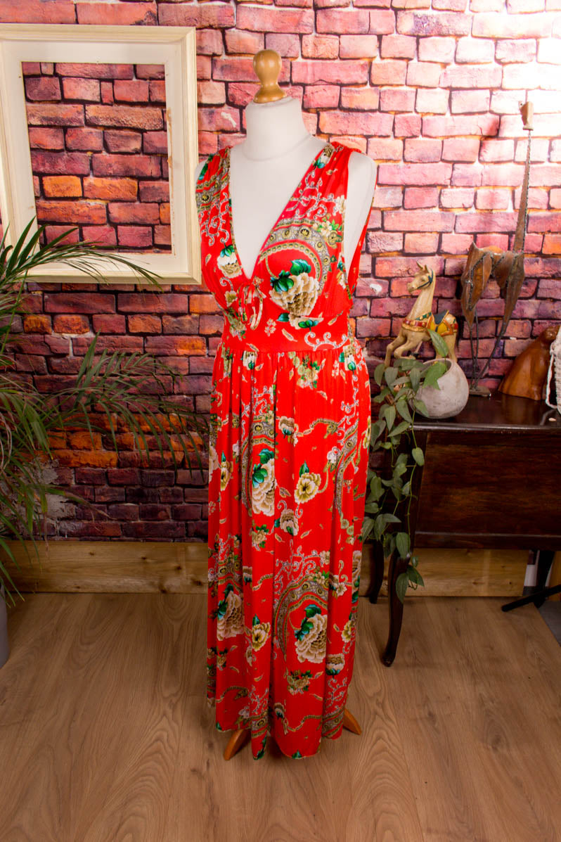 Boho Hauskleid rot Muster