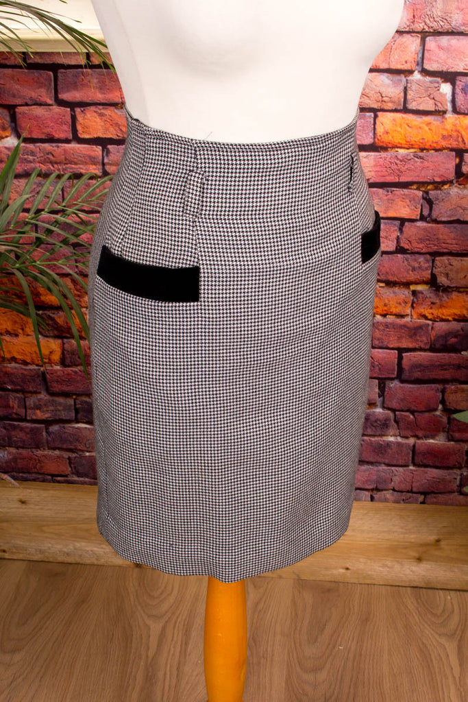 High Waist Rock grau kariert Default Title 80er Disco Frau grau real-80er Sekretärin Special XS 32-34 vintageberlin.de
