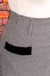 High Waist Rock grau kariert 80er Disco Frau grau real-80er Sekretärin Special XS 32-34 vintageberlin.de