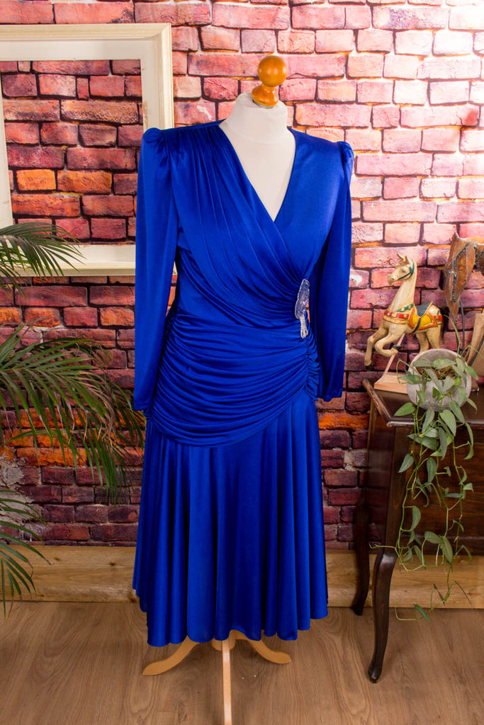 80s Abendkleid tintenblau Default Title 80er 90er Abendmode blau Frau L 44-46 real-80er Special vintageberlin.de