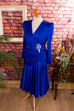 80s Abendkleid tintenblau 80er 90er Abendmode blau Frau L 44-46 real-80er Special vintageberlin.de