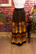 Maxirock braun orange Muster Default Title 60er 70er Boho braun bunt Disco Frau orange real-boho S 36-38 Schlager schwarz Special vintageberlin.de