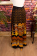 Maxirock braun orange Muster 60er 70er Boho braun bunt Disco Frau orange real-boho S 36-38 Schlager schwarz Special vintageberlin.de