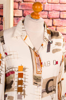 90s Bluse beige Muster