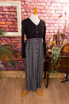 90s Countrykleid schwarz kariert