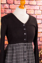 90s Countrykleid schwarz kariert