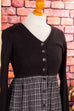 90s Countrykleid schwarz kariert 90er Boho Frau grau Grunge S 36-38 schwarz vintageberlin.de
