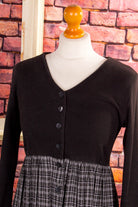 90s Countrykleid schwarz kariert