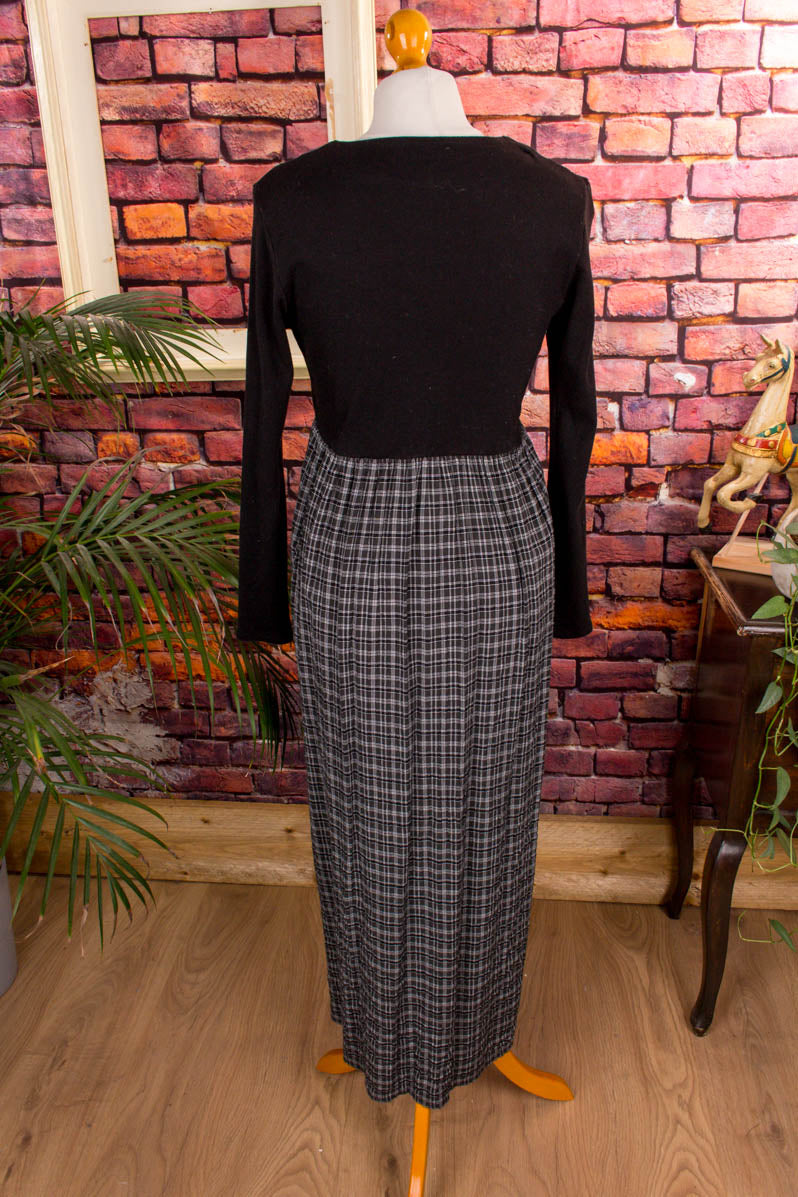 90s Countrykleid schwarz kariert