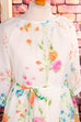 Hippie Chiffonkleid bunte Blumen 60er 70er Boho bunt Disco Frau Hippie L 44-46 M 40-42 S 36-38 Schlager Special weiß vintageberlin.de