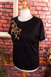Vintage T-Shirt bestickt 90er Disco Frau M 40-42 schwarz vintageberlin.de