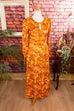70er Jahre Maxikleid orange 60er 70er Abendmode Boho Disco Frau Hippie orange real-boho real-disco S 36-38 Schlager Special vintageberlin.de