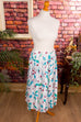 Faltenrock weiß bunt Himbeeren 90er Boho bunt Frau Rockabilly S 36-38 Special weiß vintageberlin.de