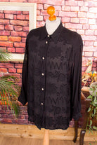 Chiffon Oversize Bluse schwarz transparent