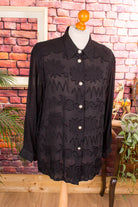 Chiffon Oversize Bluse schwarz transparent