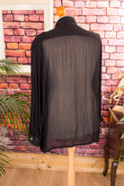 Chiffon Oversize Bluse schwarz transparent