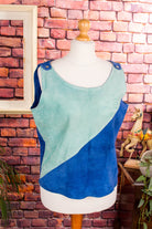 Vintage Leder Top blau türkis