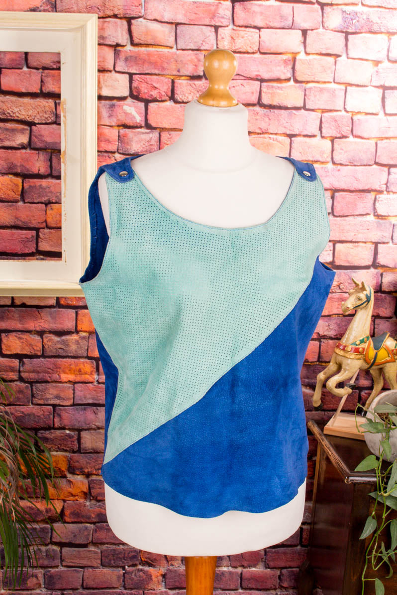 Vintage Leder Top blau türkis