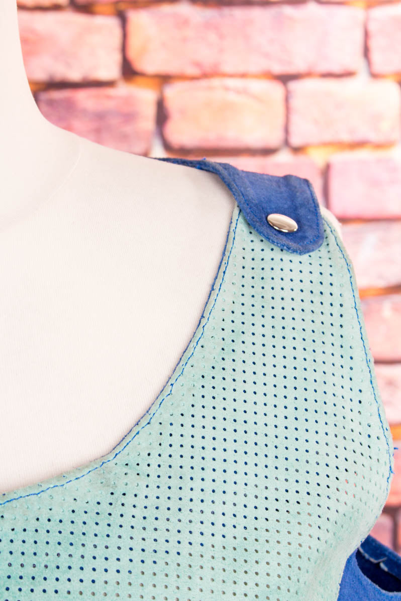 Vintage Leder Top blau türkis