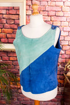 Vintage Leder Top blau türkis