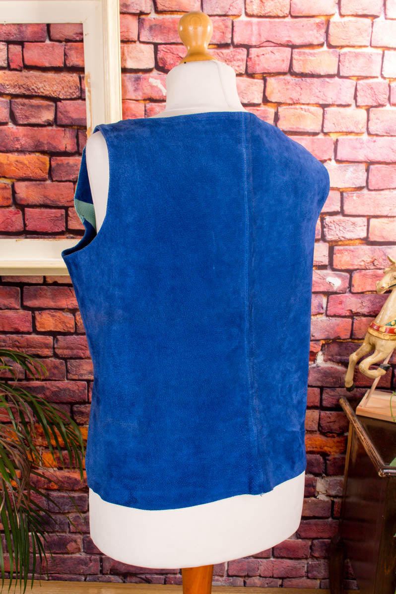 Vintage Leder Top blau türkis