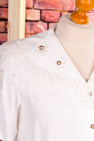 80s Rüschenbluse weiß Kragen