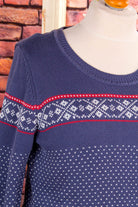 Strickkleid blau weiß Muster