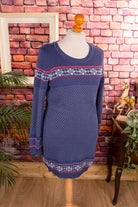 Strickkleid blau weiß Muster
