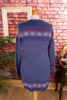Strickkleid blau weiß Muster